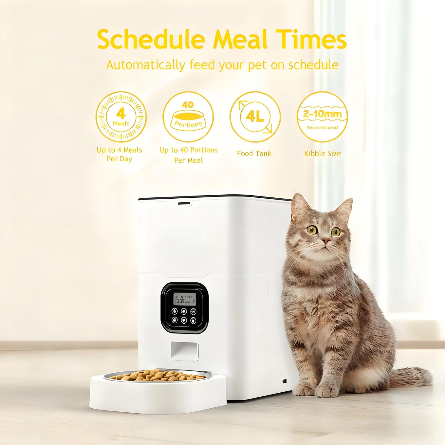 4L Large-Capacity Pet Feeder with Voice Call & Programmable Timing