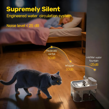 Dual-Tank Filter-Free Cat Water Fountain - 3L Large Capacity, Rechargeable + Plug-In Dual Modes