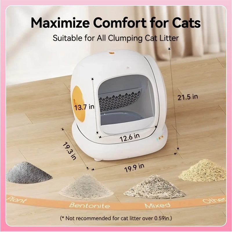 75L Extra-Large Smart Cat Litter Box – Automatic Self-Cleaning, App Monitoring, Low-Entry for Multi-Cat Households
