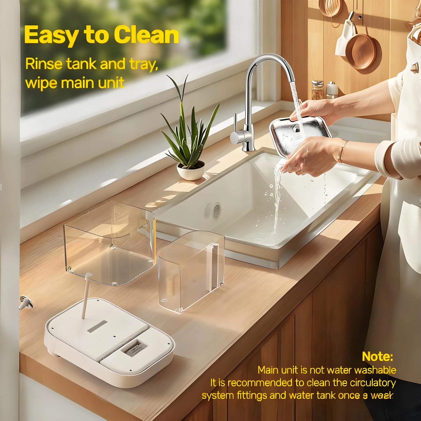 Dual-Tank Filter-Free Cat Water Fountain - 3L Large Capacity, Rechargeable + Plug-In Dual Modes