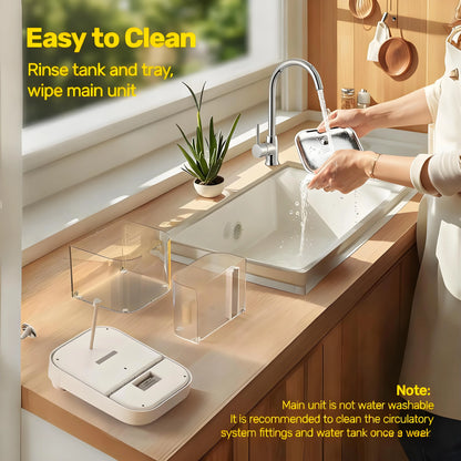 Dual-Tank Filter-Free Cat Water Fountain - 3L Large Capacity, Rechargeable + Plug-In Dual Modes