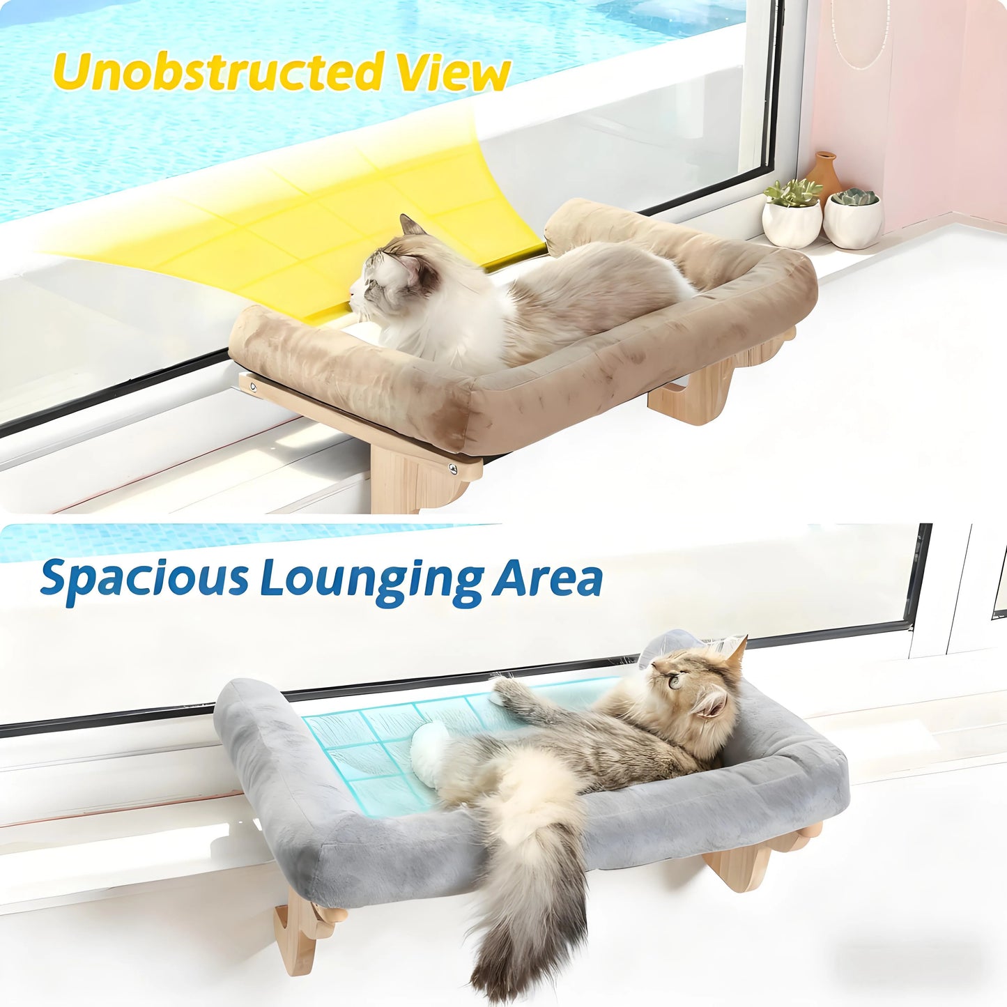 Movable Window Cat Bed | 40lbs Capacity & 3-Sided Bolsters