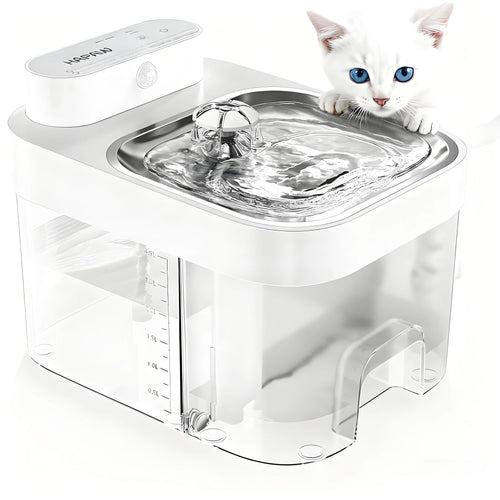 Dual-Tank Filter-Free Cat Water Fountain - 3L Large Capacity, Rechargeable + Plug-In Dual Modes